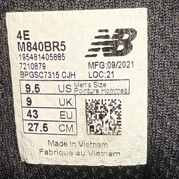 New Balance 840 v5 Black Mens US Size 9.5 Extra Wide M840BR5 Running Shoes - Picture 10 of 10